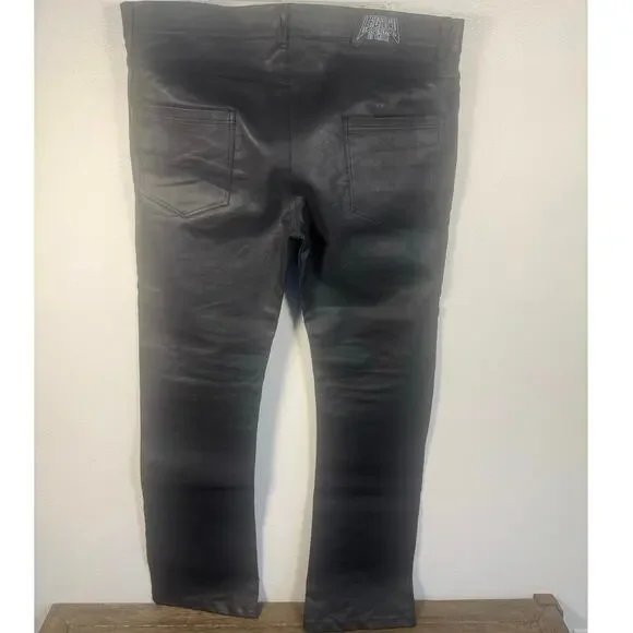 Designer x Streetwear x Legacy of Faith Wax Denim Faux Leather Jeans Men’s 36